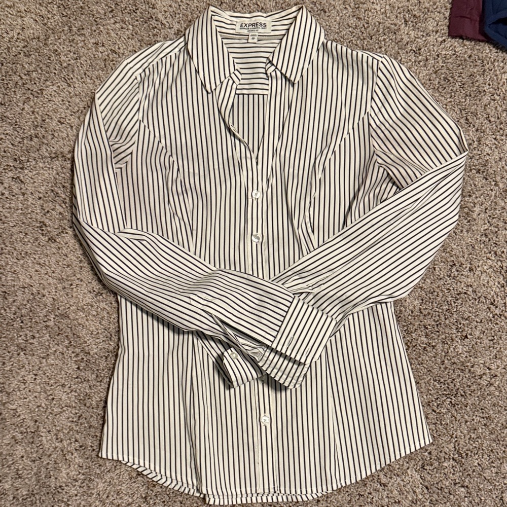 Express Monochrome Striped Button Down Shirt